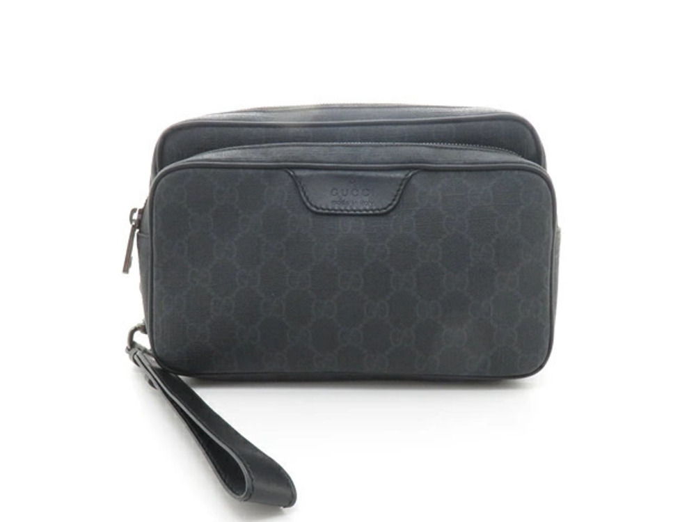 Gucci GG Supreme Shoulder Bag Bag Black Leather Canvas